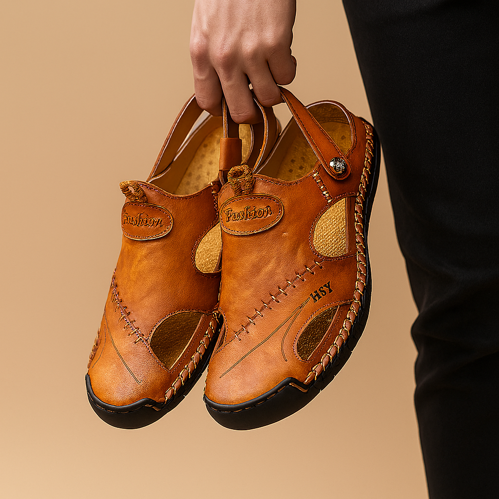 Komfortable vandresandaler til mænd med dobbelte remme | Koen