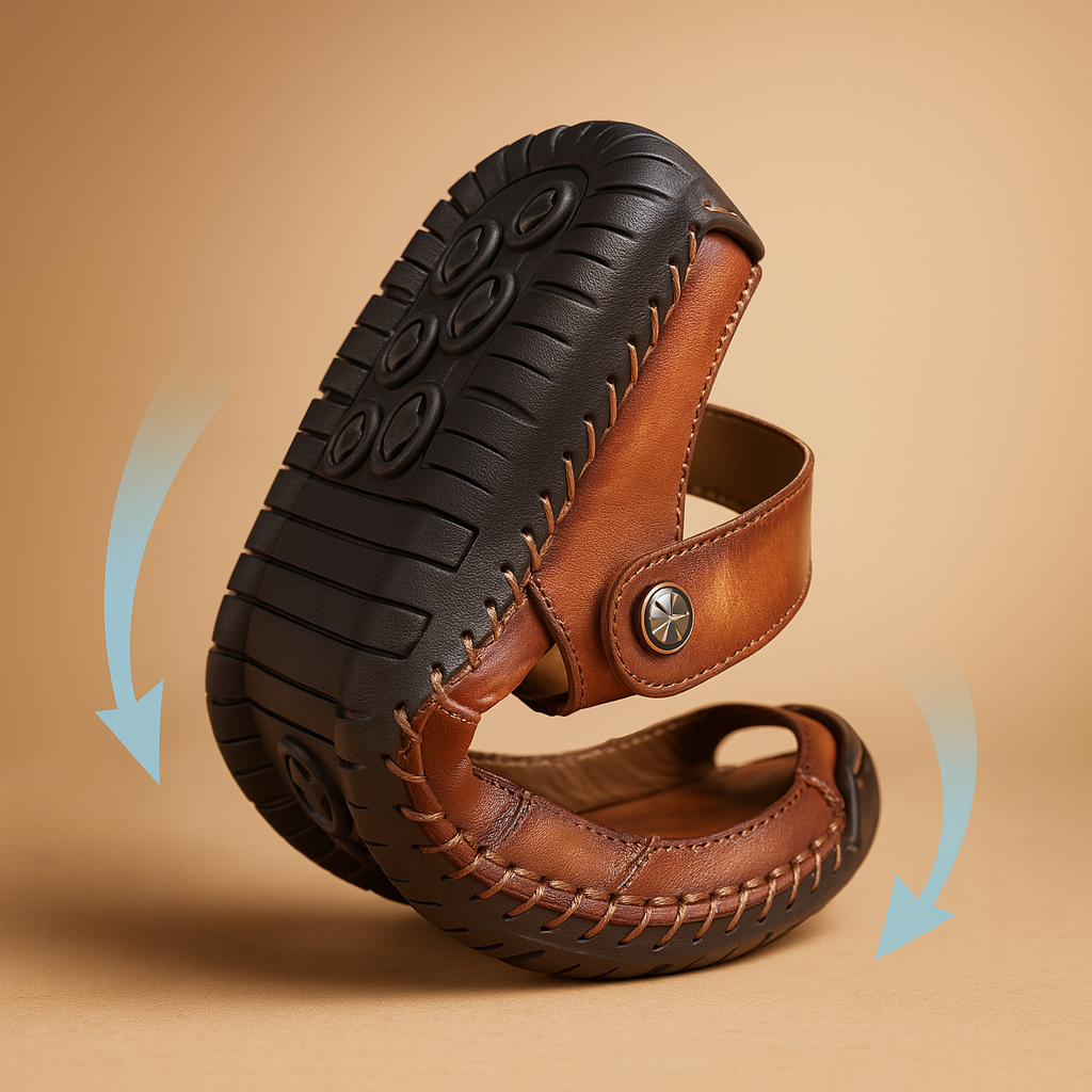 Komfortable vandresandaler til mænd med dobbelte remme | Koen