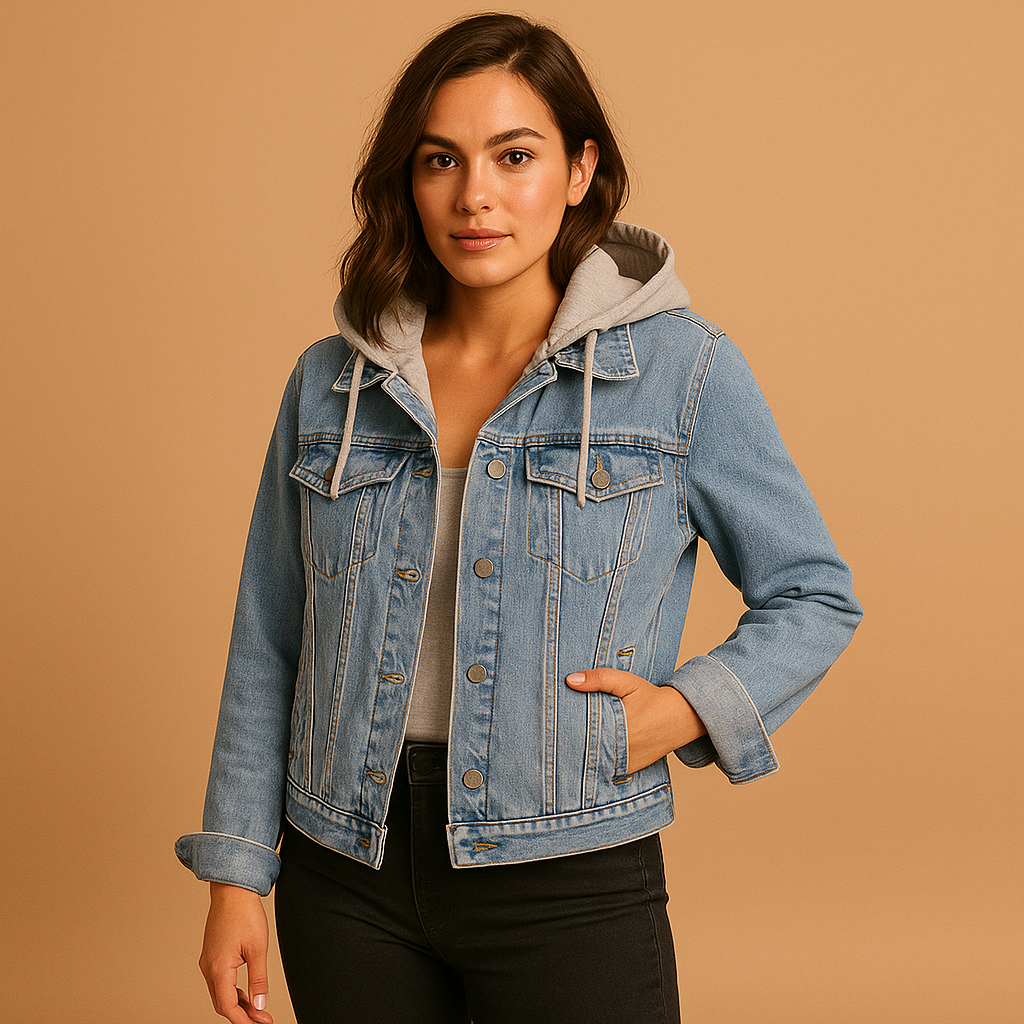 Denim jas met capuchon voor dames | Yara