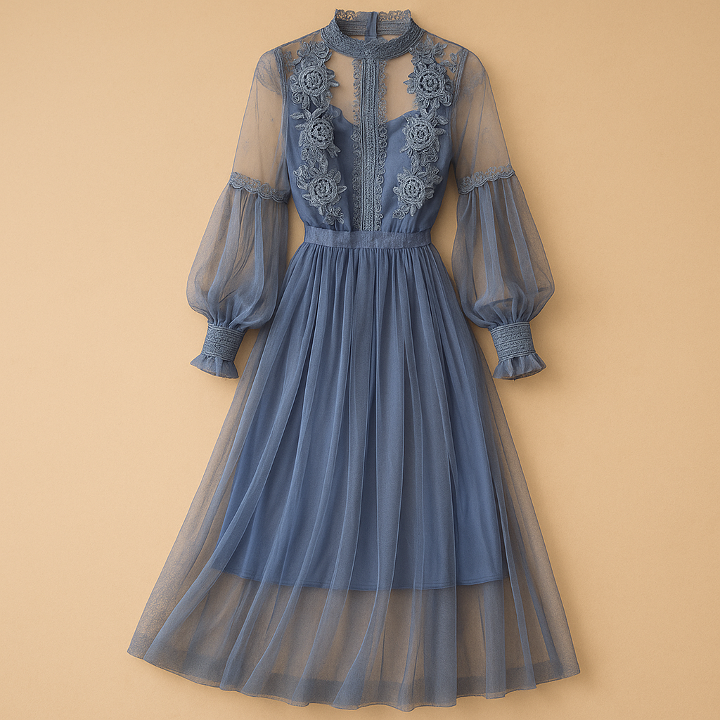 Elegante bloemenjurk met opstaande kraag voor dames | Elvira