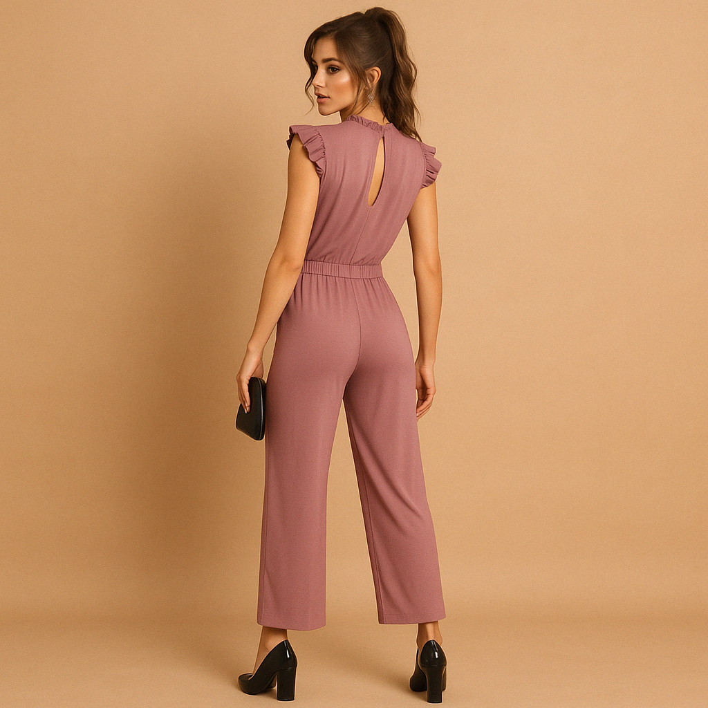 Elegante jumpsuit met ceintuur en kapmouwen voor dames | Yasmine