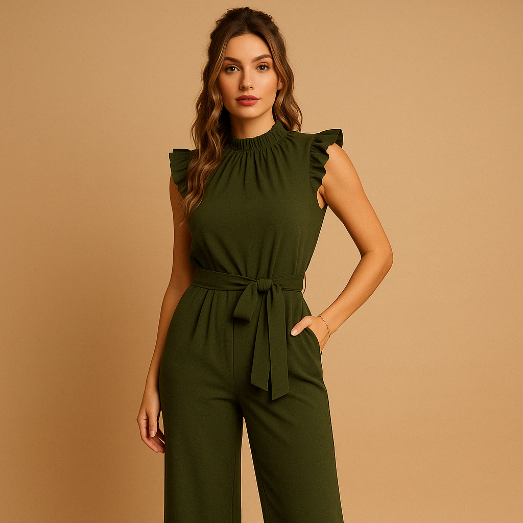 Elegante jumpsuit met ceintuur en kapmouwen voor dames | Yasmine