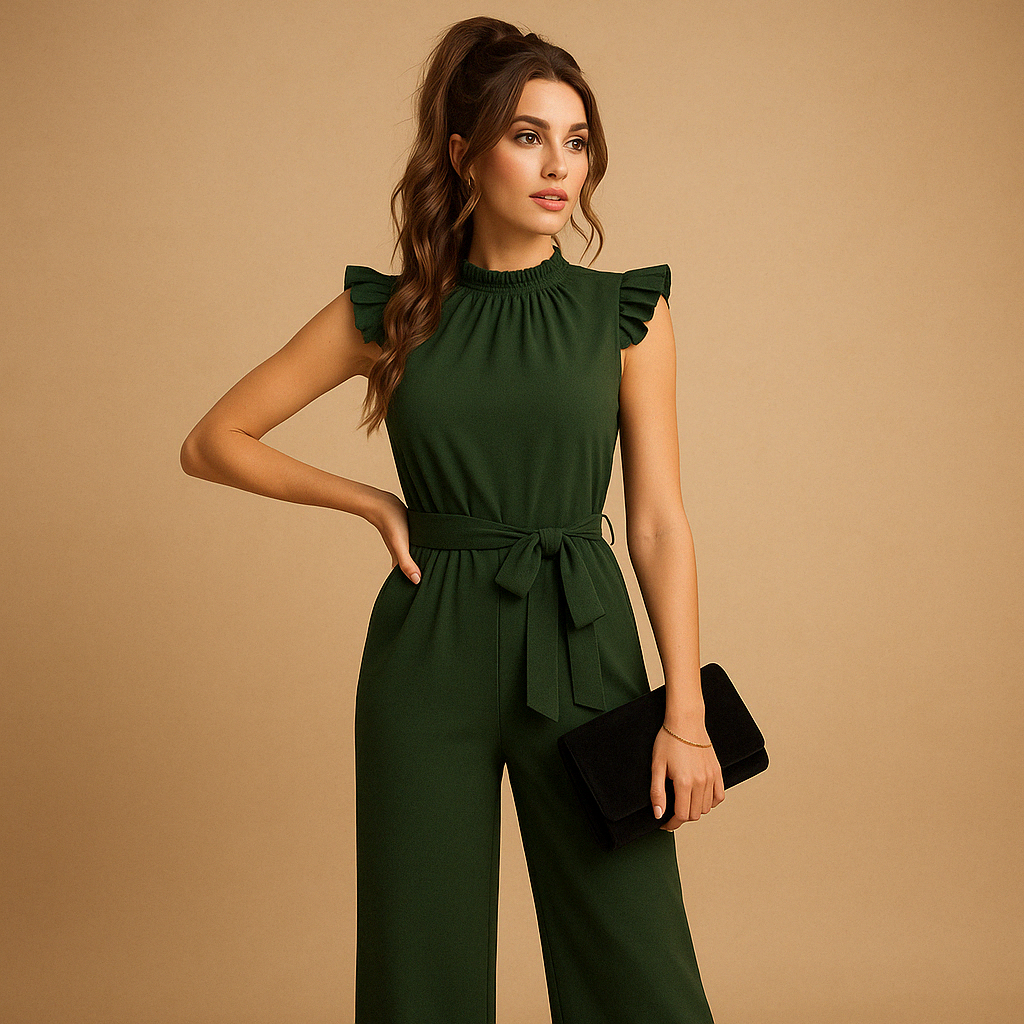 Elegante jumpsuit met ceintuur en kapmouwen voor dames | Yasmine