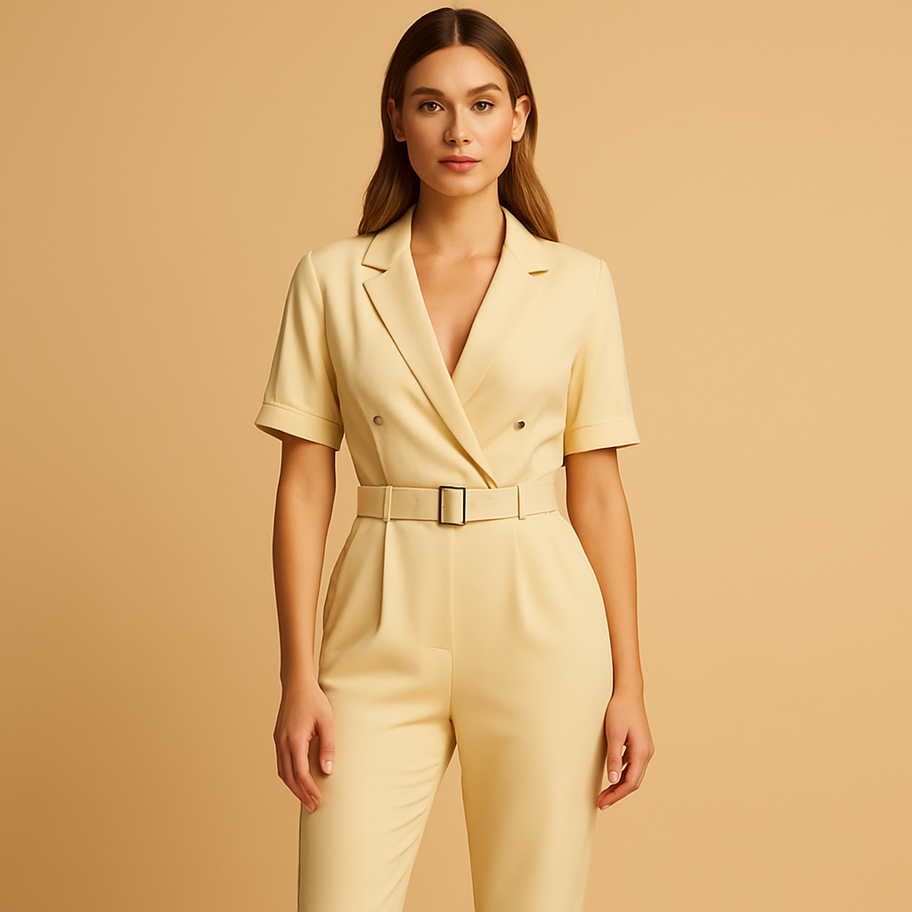 Elegante jumpsuit met kraag en V-hals voor dames | Merel