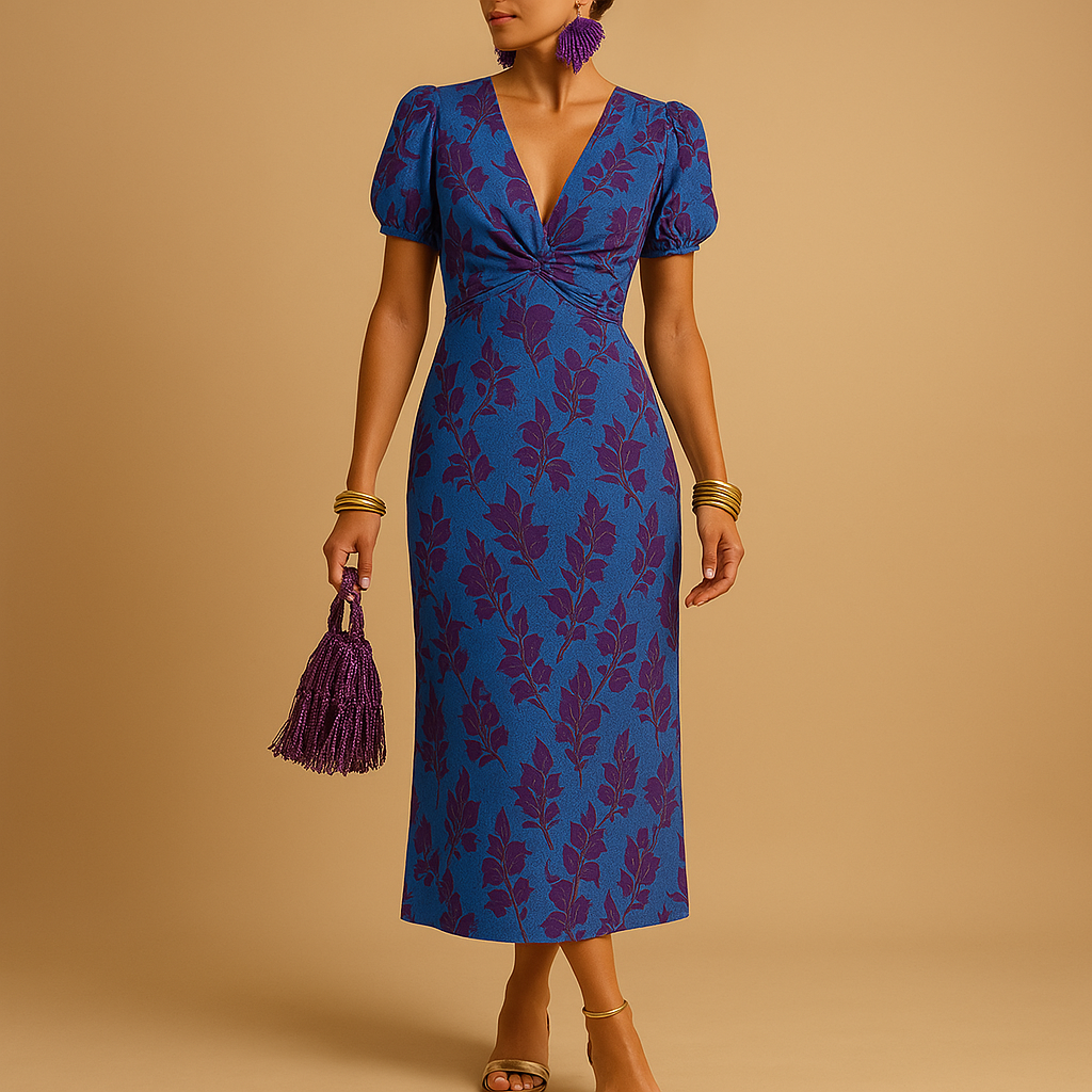 Milou | Elegante jurk met pofmouwen en flatterende pasvorm voor dames