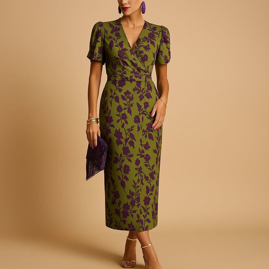 Milou | Elegante jurk met pofmouwen en flatterende pasvorm voor dames