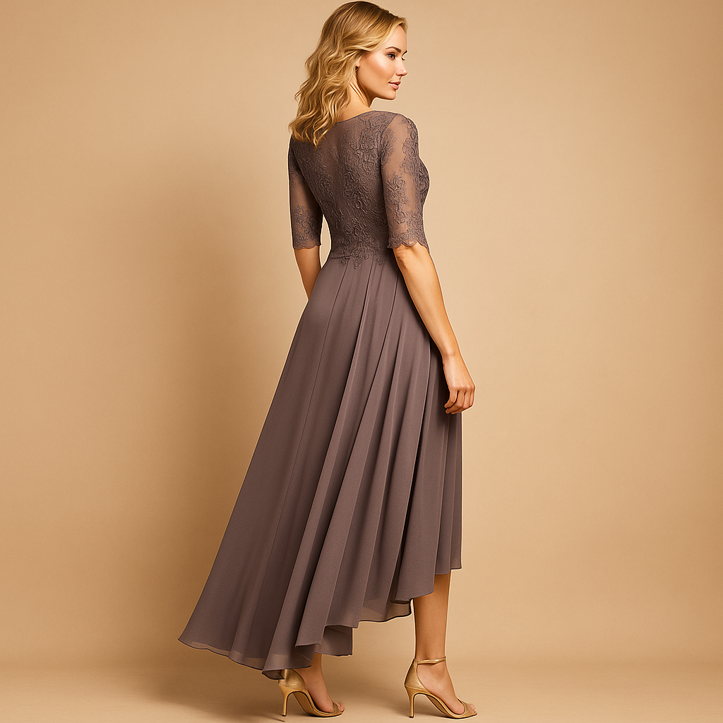 Feestjurk met kanten details en flatterende pasvorm voor dames | Milou