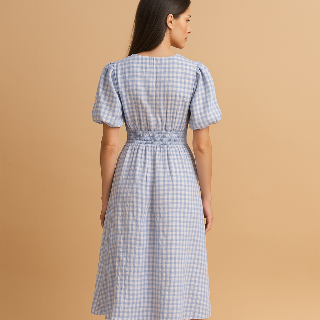 Flowy maxi-jurk met knoopsluiting en lange mouwen voor dames | Danique