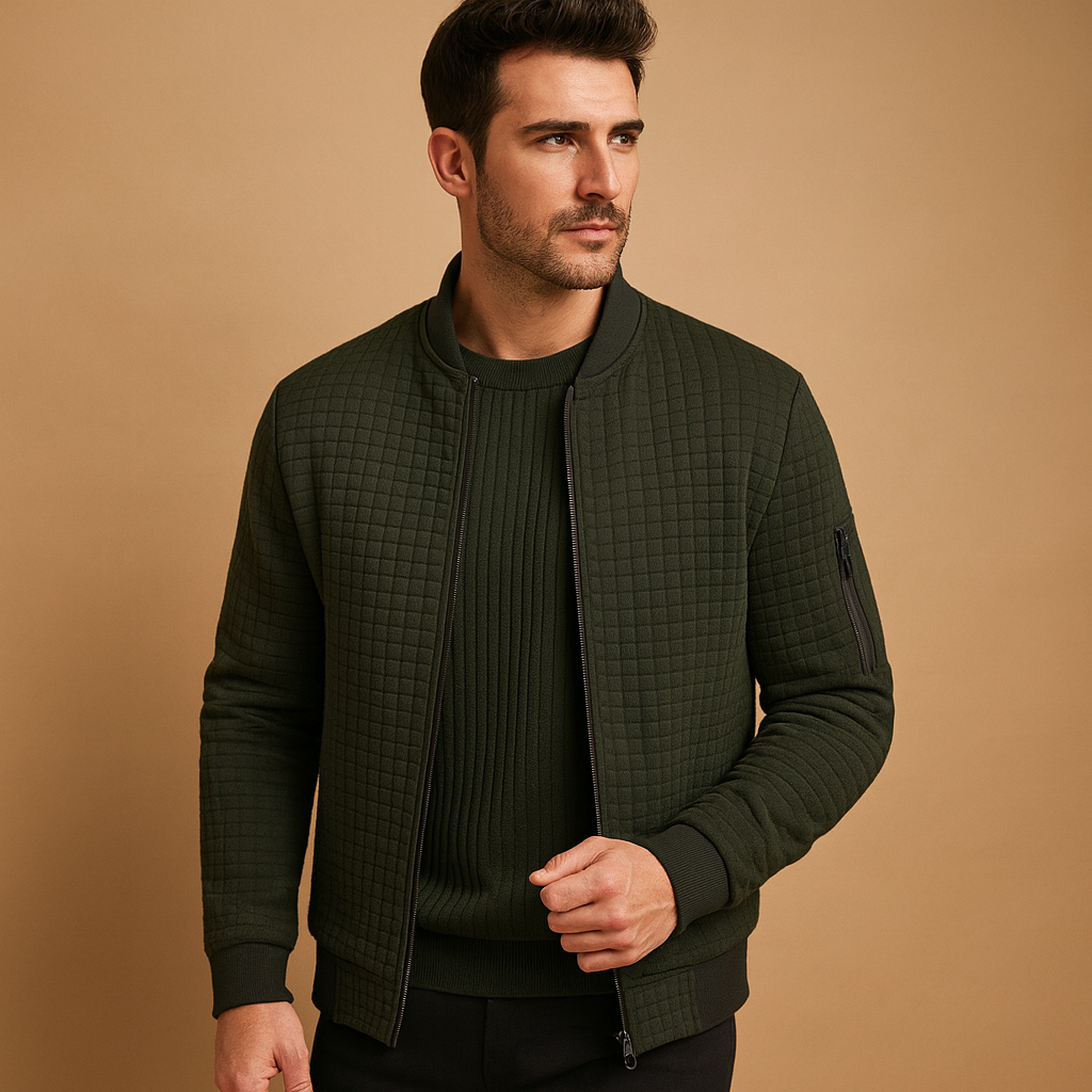 Strikket trøje med halv lynlås til mænd | Koen