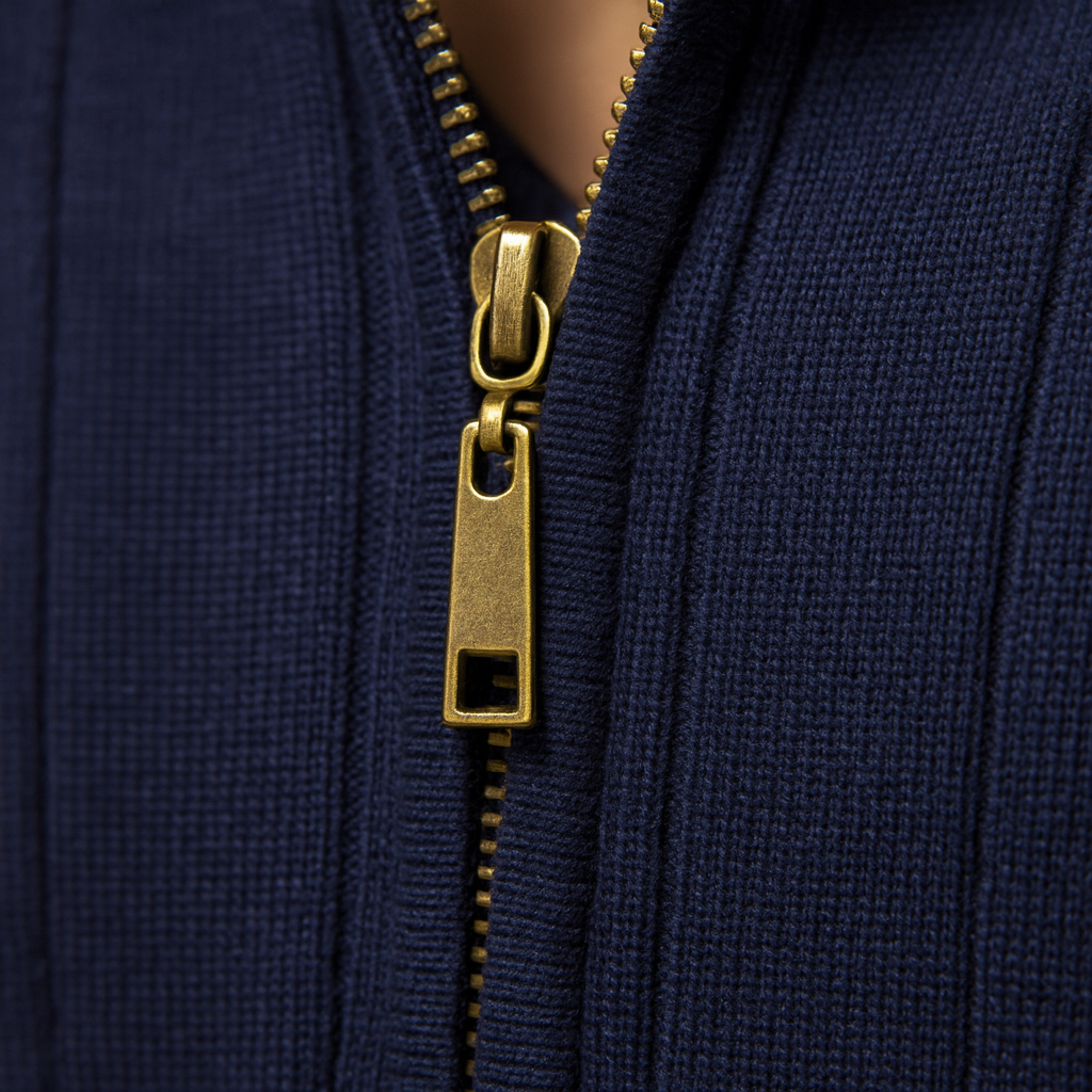 Strikket trøje med halv lynlås til mænd | Thijs