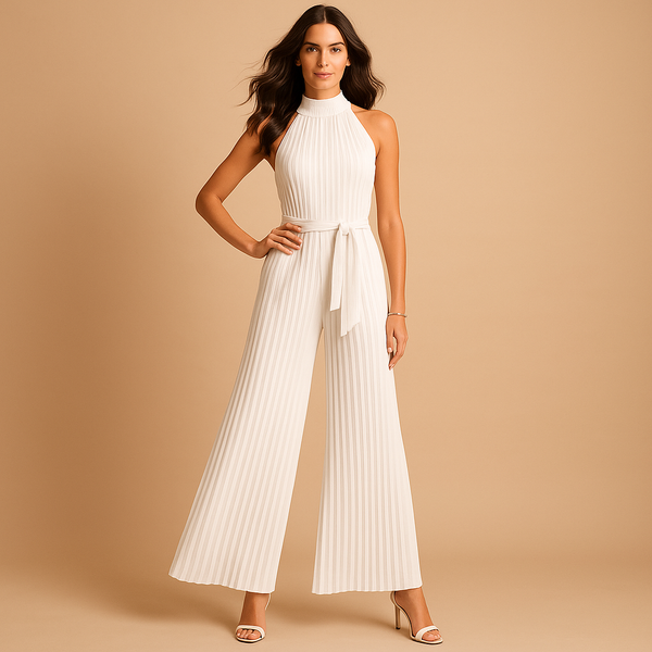 Elegant plisseret jumpsuit med brede ben til kvinder | Milou