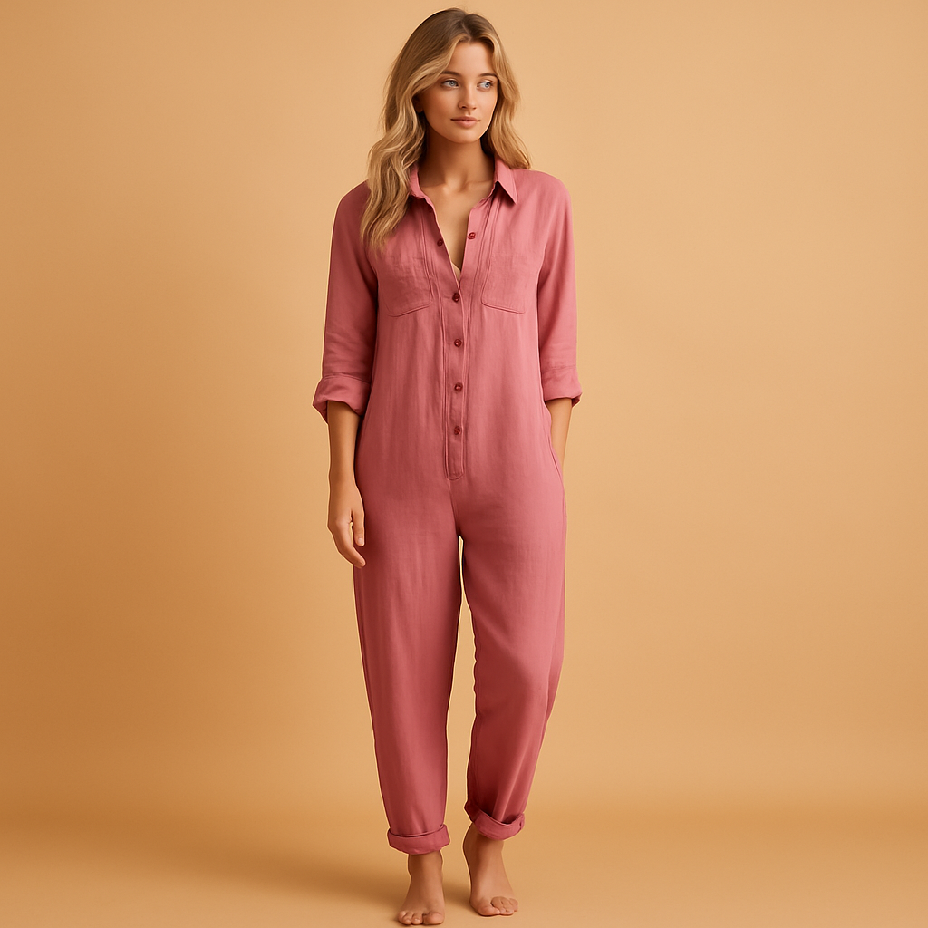 Getailleerde jumpsuit met polokraag voor dames | Asha