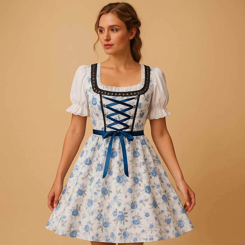 Kanten dirndl jurk met schort voor dames | Ilse