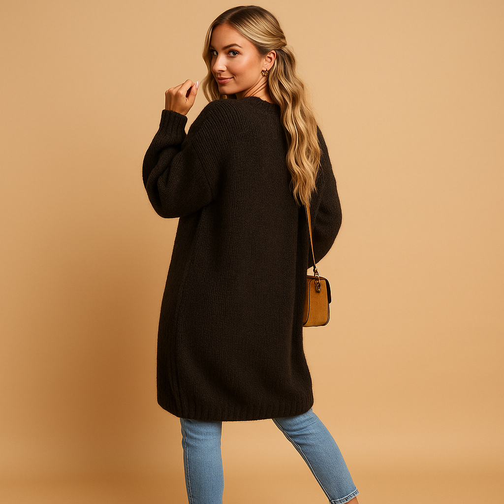 Klassiek gebreid damesvest met open voorkant | Evelien