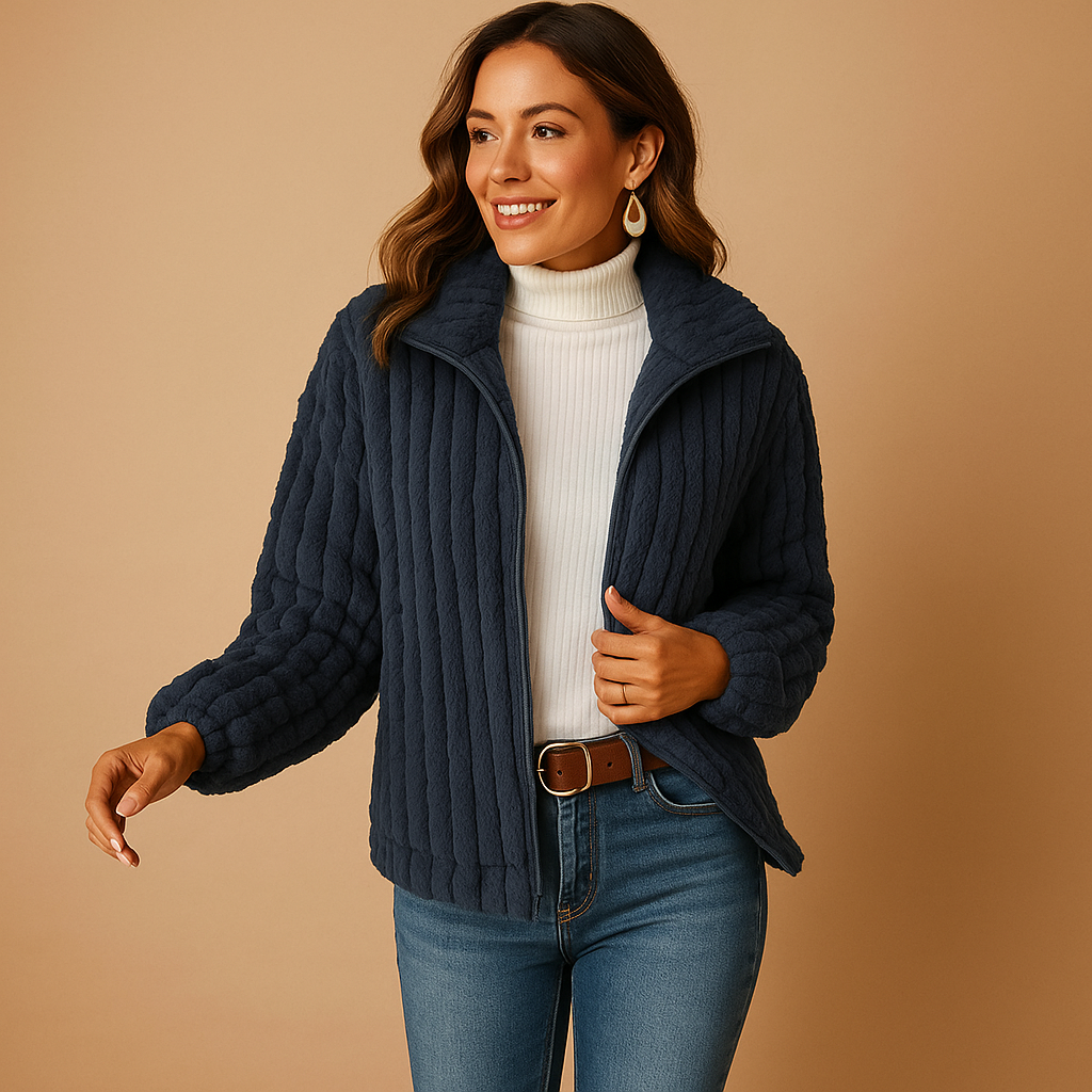 Lang fleece damesvest met kraag | Eveline