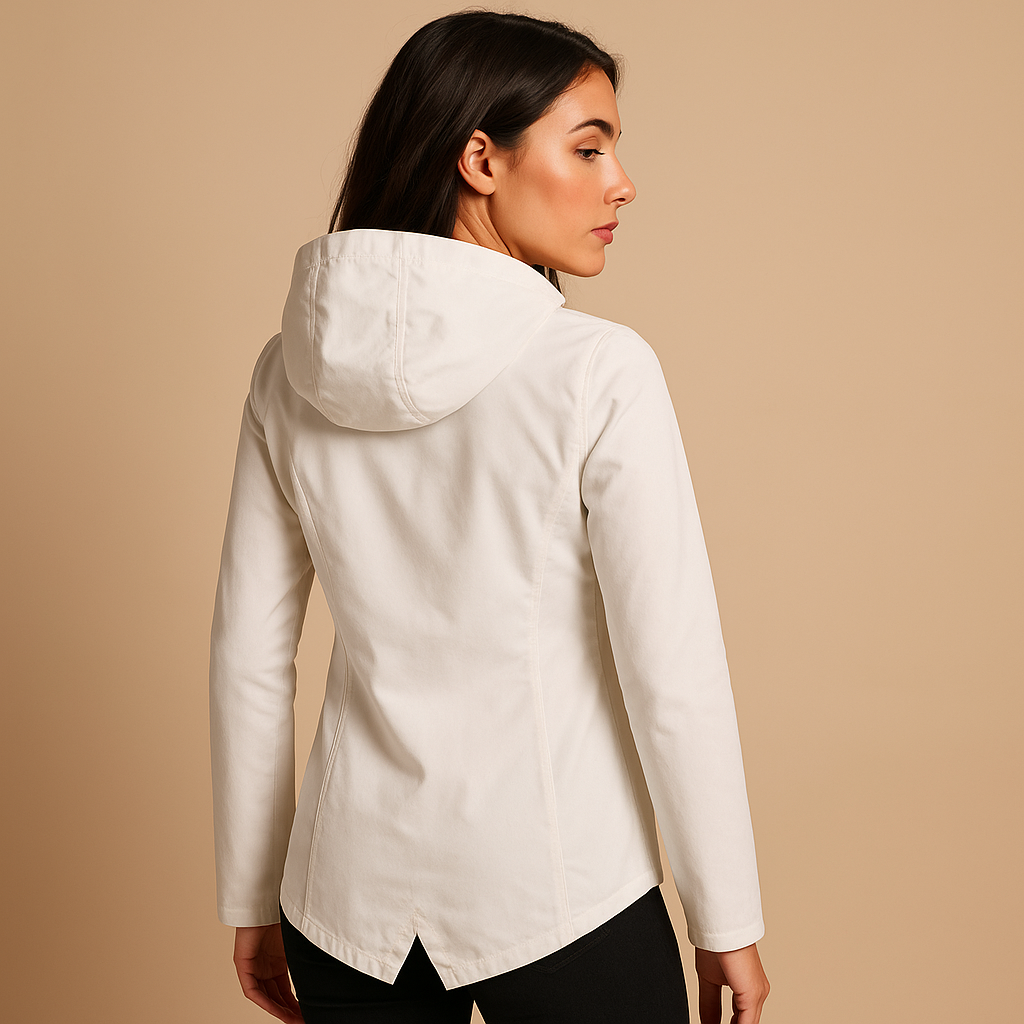 Lange waterafstotende regenjas met capuchon voor dames | Femke