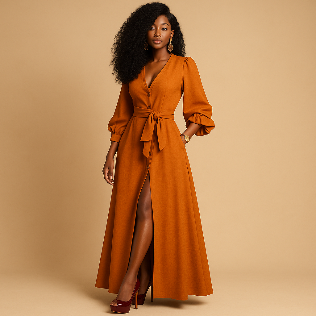 Lange zomerjurk met elegante pasvorm voor dames | Elin