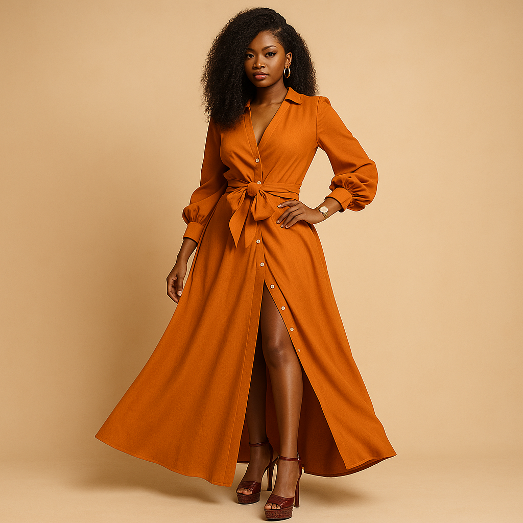 Lange zomerjurk met elegante pasvorm voor dames | Elin