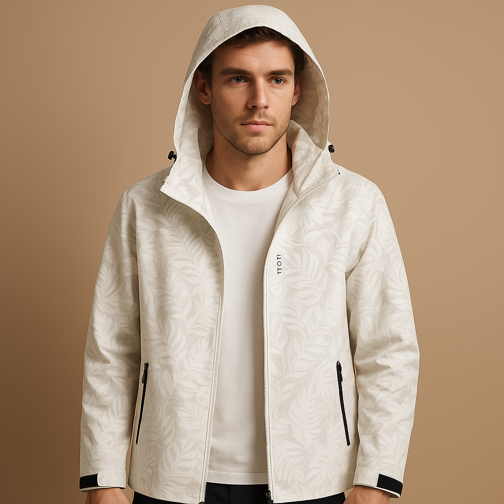 Letvægts vandtæt jakke med bladmønster til mænd | Tobias