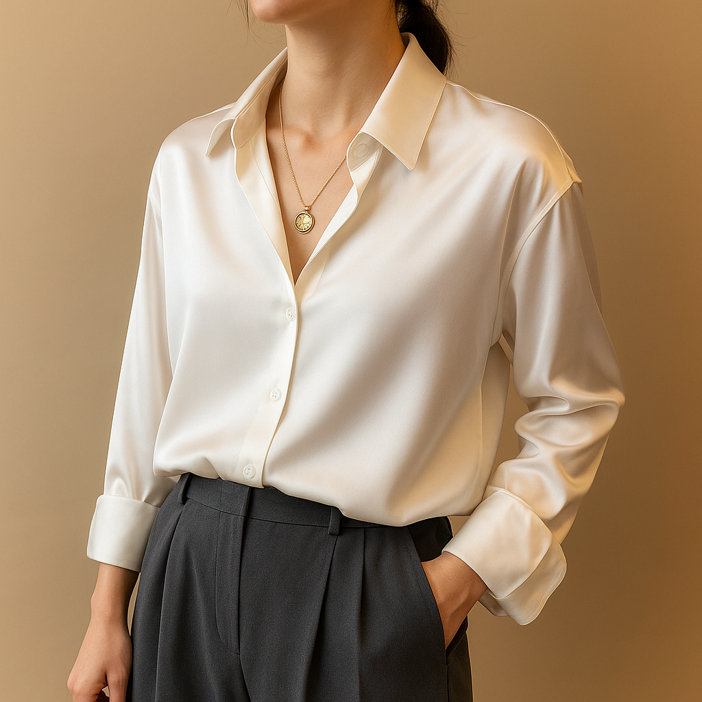 Luchtige blouse met V-hals en knoopsluiting voor dames | Vivette