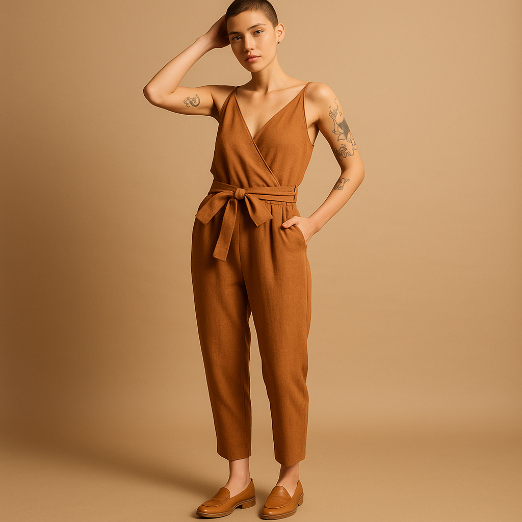 Luchtige jumpsuit met verstelbare tailleband voor dames | Myrthe