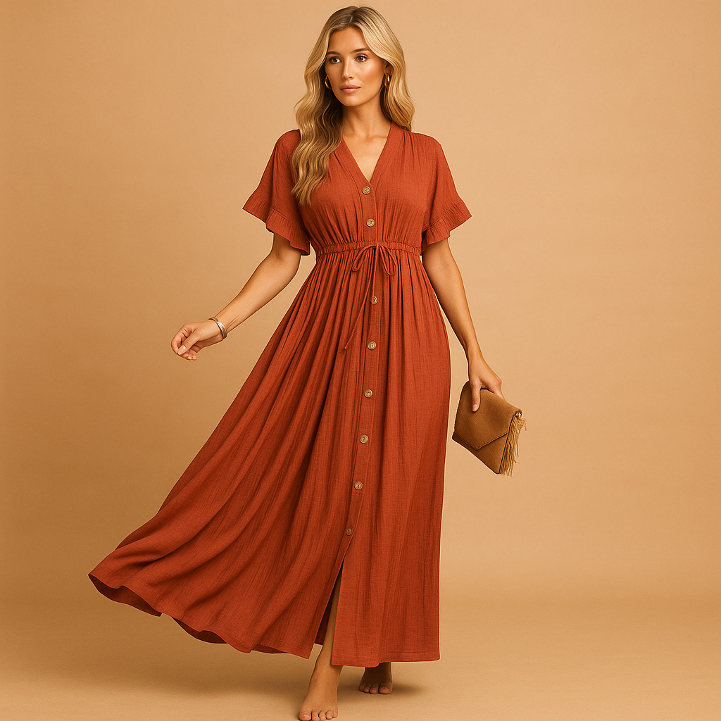 Luchtige strandjurk voor dames in katoenmix | Saar