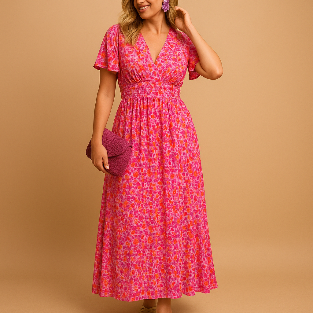 Maxi zomerjurk met V-hals en bloemenprint voor dames | Isabella