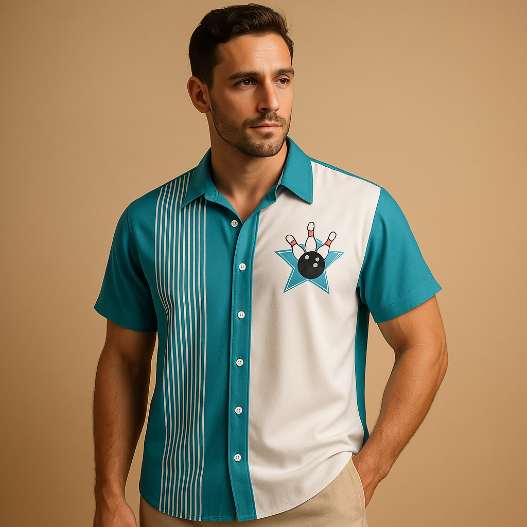 Polo-shirt med retro bowling-print til mænd | Ties