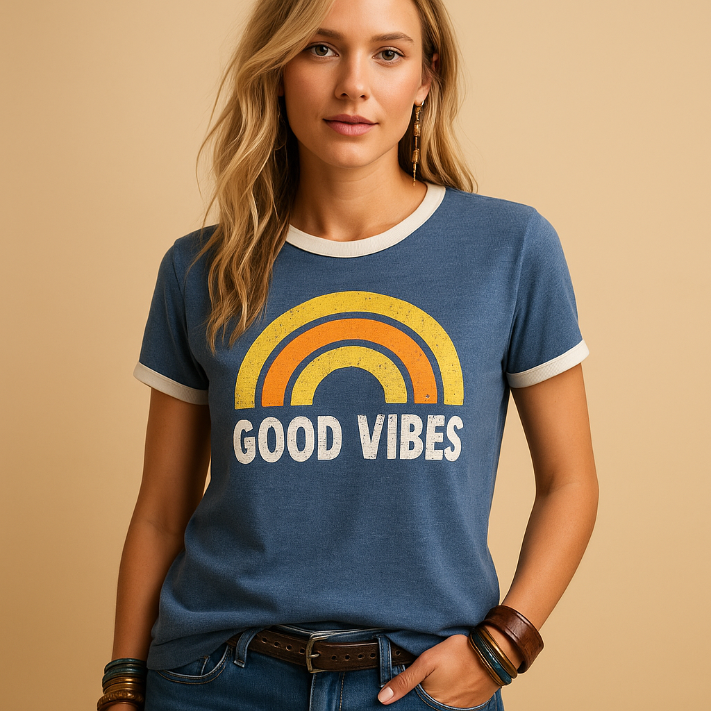 T-shirt met 'Good Vibes' print voor dames | Yvette