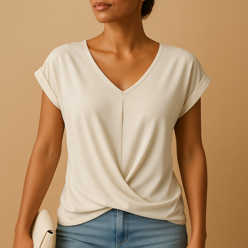 V-hals blouse met flatterende pasvorm voor dames | Joline