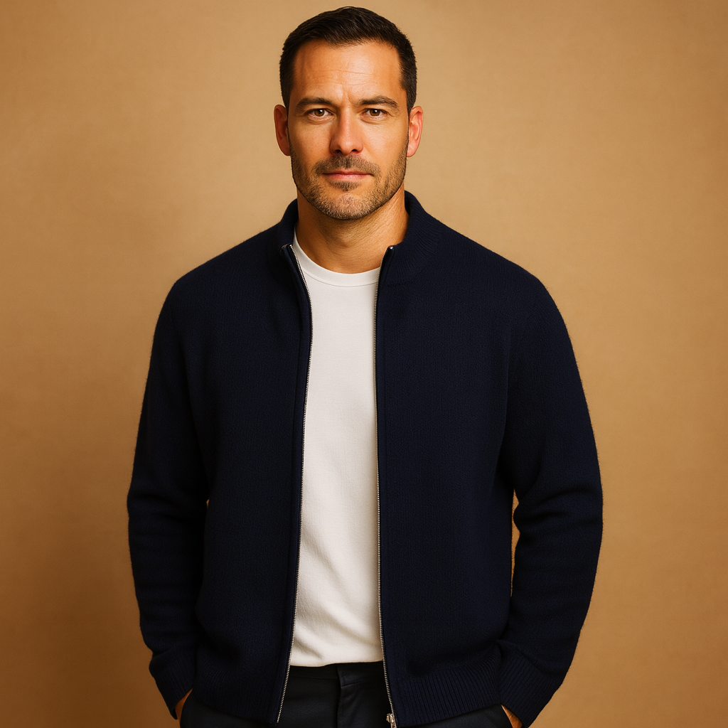 Vest med lynlås og strikket krave til mænd | Ruben