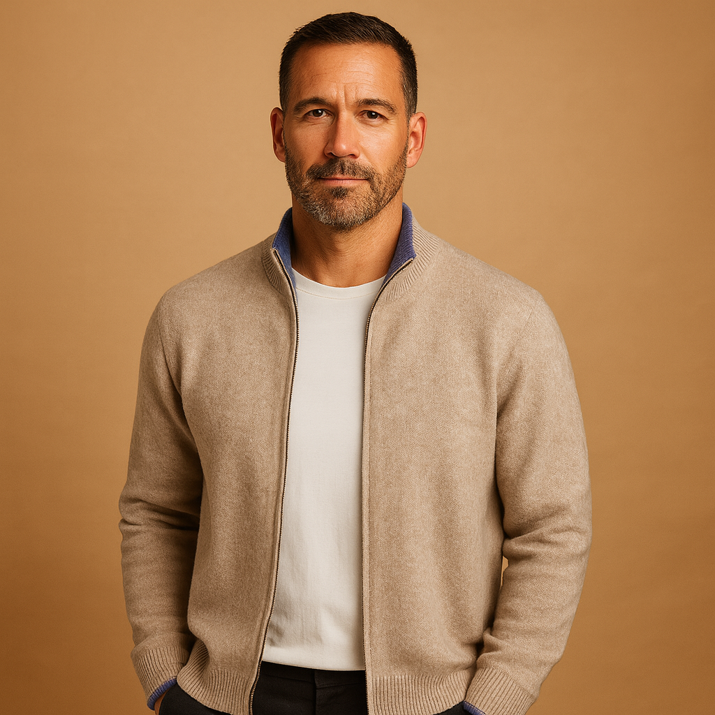 Vest med lynlås og strikket krave til mænd | Ruben