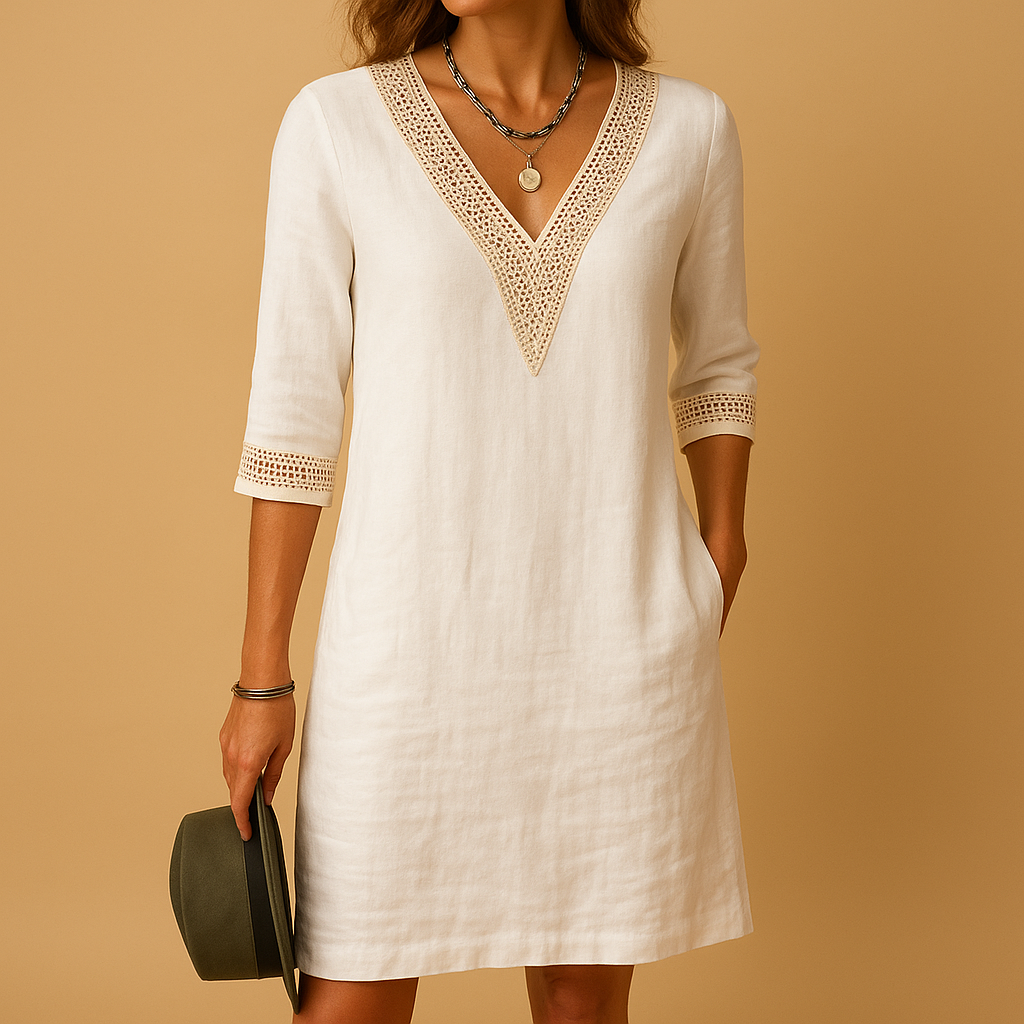 Zomerjurk met V-hals en kanten details voor dames | Elvira