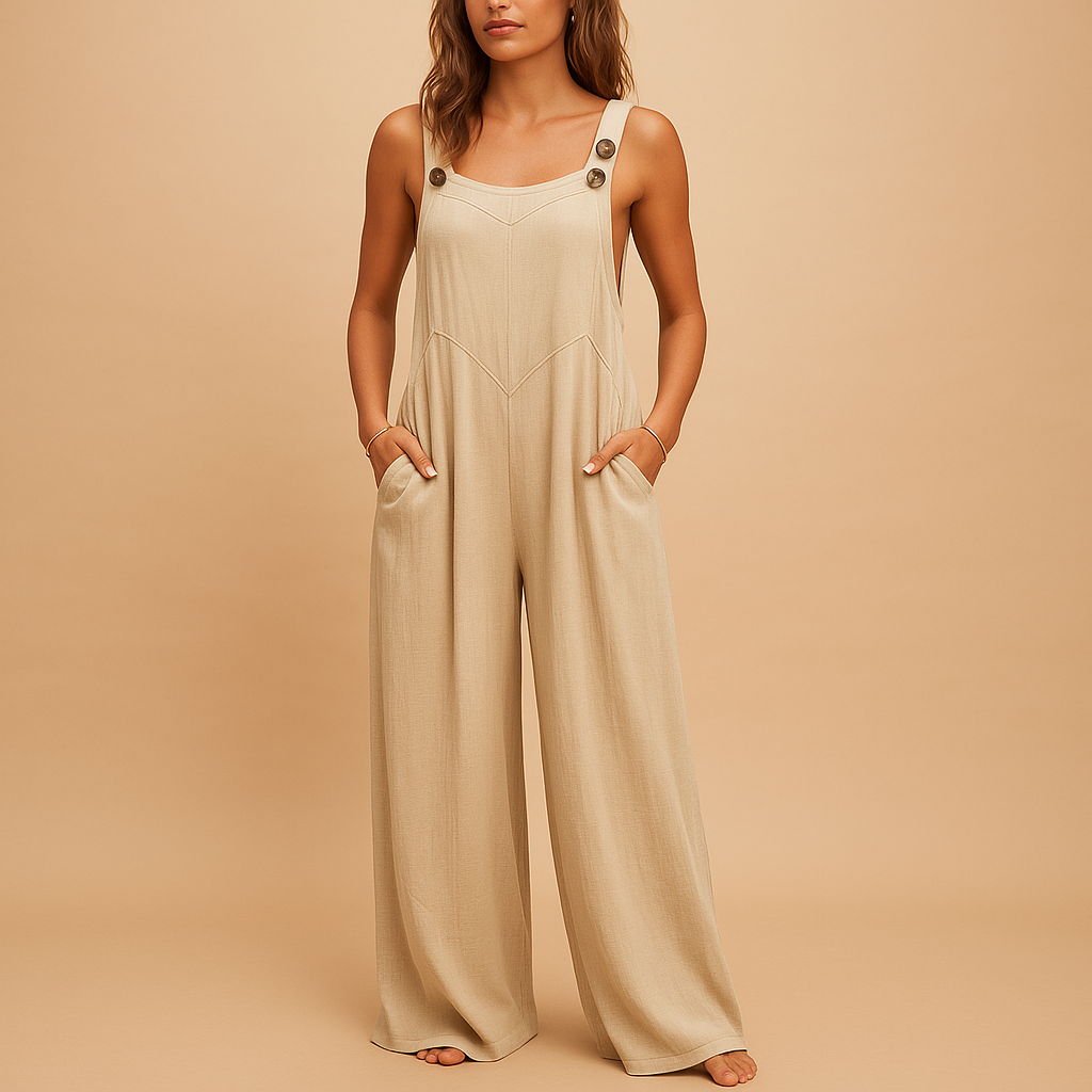 Zomerse jumpsuit met hoge taille en wijde pijpen voor dames | Yara